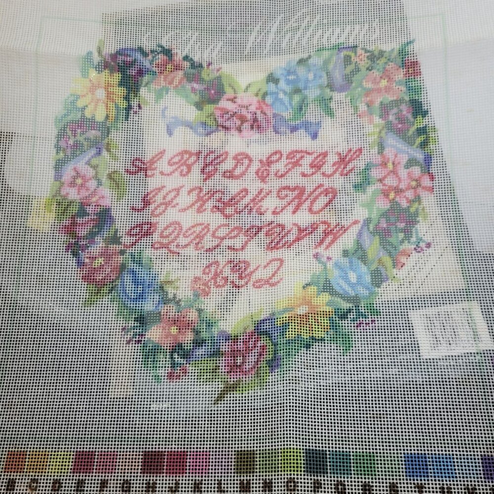 Elsa Williams Needlepoint Kit 12x12 Love Letters Heart Alphabet Sampler VTG - Picture 3 of 4